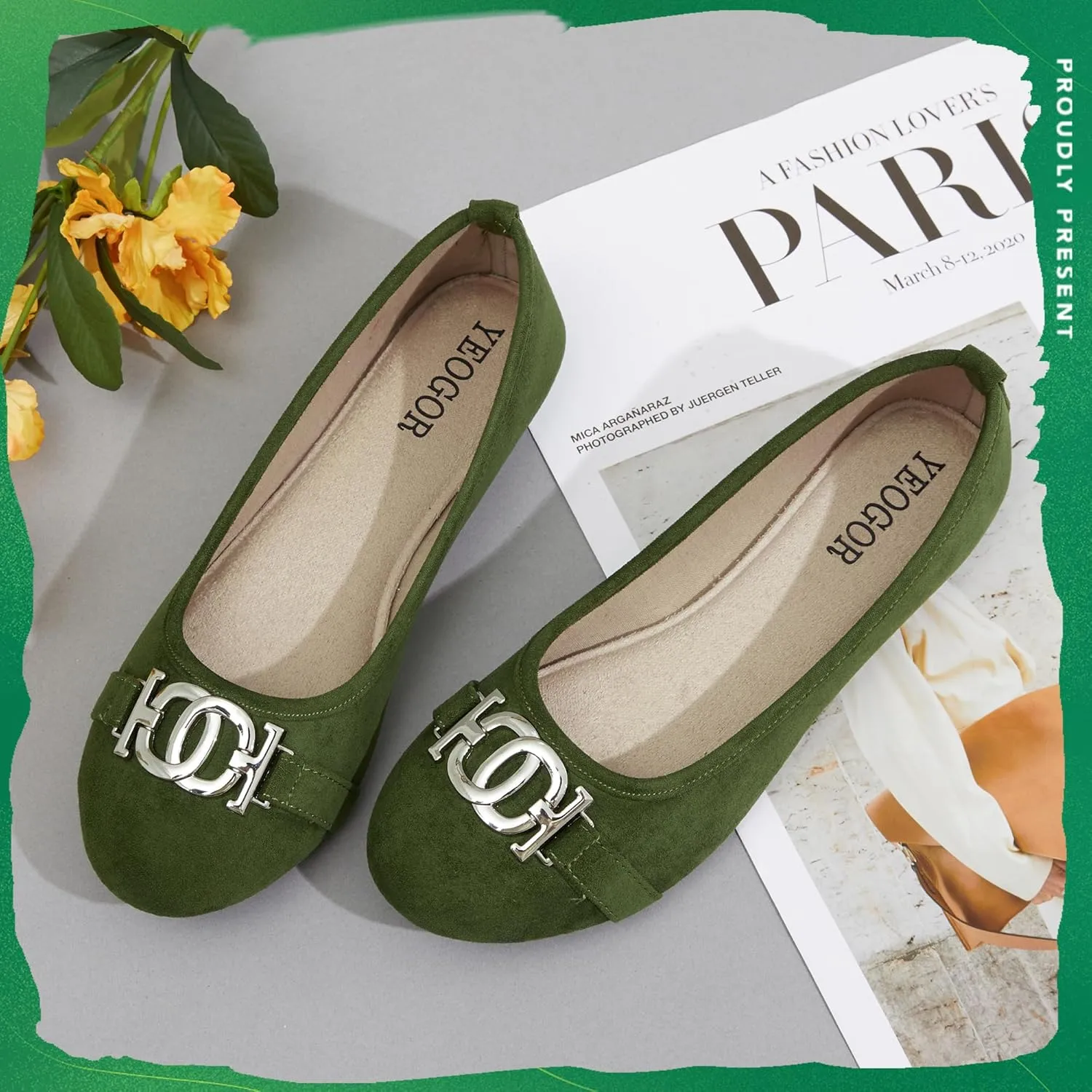 Women's Ballet Shoes Comfortable Slip on Round Toe Flat Casual Shoes for Walking, Driving, Dressy