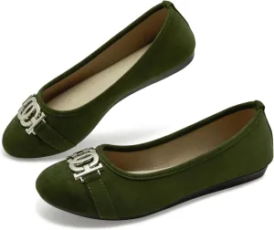 Women's Ballet Shoes Comfortable Slip on Round Toe Flat Casual Shoes for Walking, Driving, Dressy