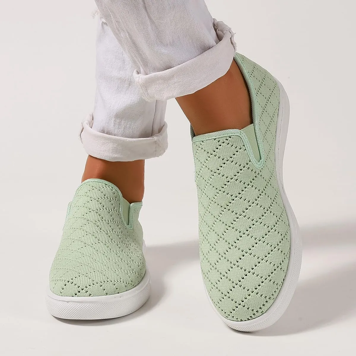 Women's Casual Slip On Sneaker Comfort Breathable Walking Loafer Flats Low Top Canvas Fashion Sneakers