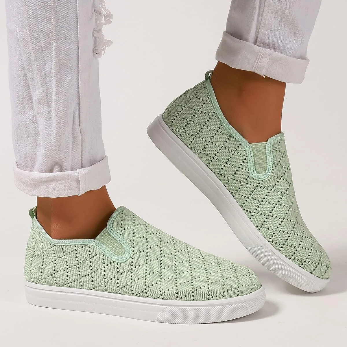 Women's Casual Slip On Sneaker Comfort Breathable Walking Loafer Flats Low Top Canvas Fashion Sneakers
