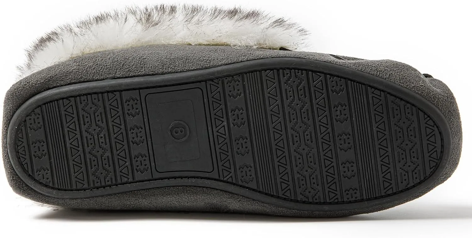 Women's Faux-Fur Beaded Vegan Moccasin Slipper Shoes