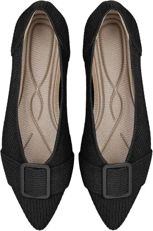 Women's Flats Pointed Toe Knit Ballet Comfortable Casual Dressy Office Shoes Work Flat