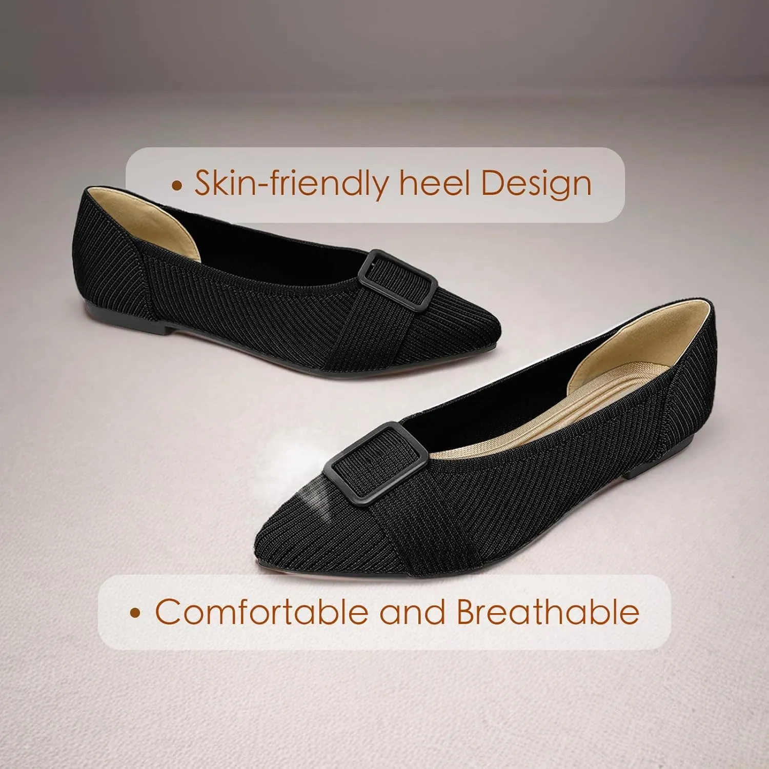 Women's Flats Pointed Toe Knit Ballet Comfortable Casual Dressy Office Shoes Work Flat