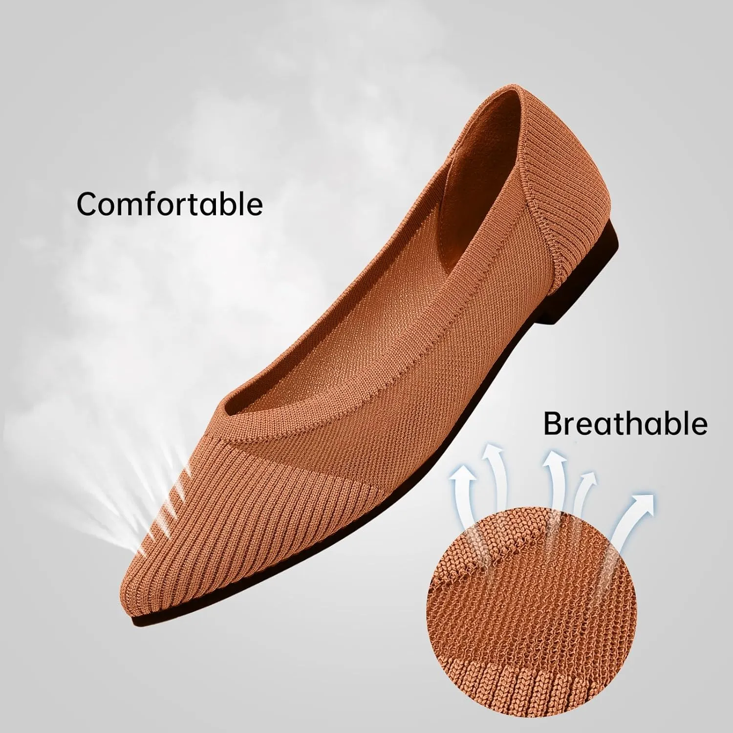 Women's Flats Shoes Pointed Toe Knit Ballet Comfortable Dressy Mesh Flat