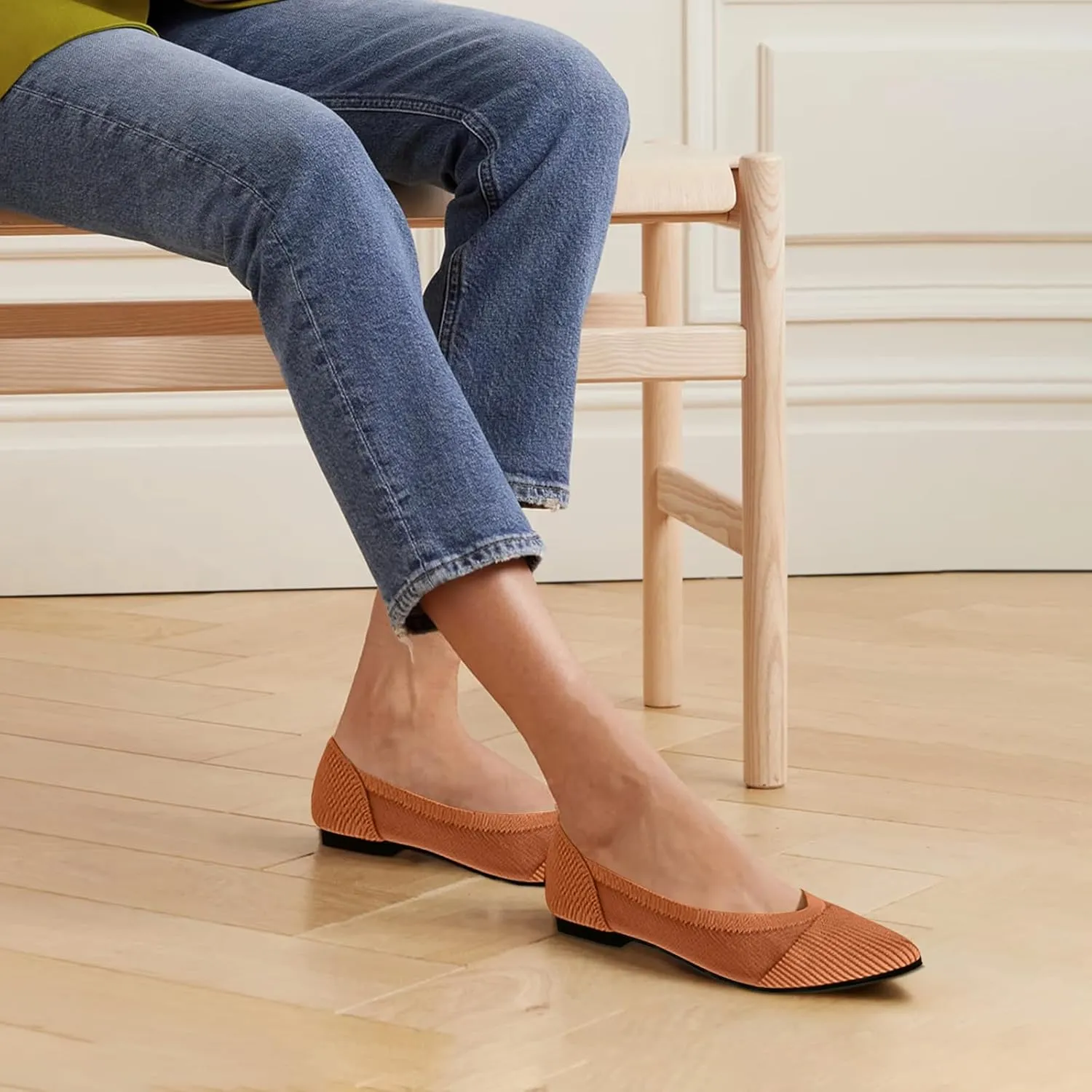 Women's Flats Shoes Pointed Toe Knit Ballet Comfortable Dressy Mesh Flat