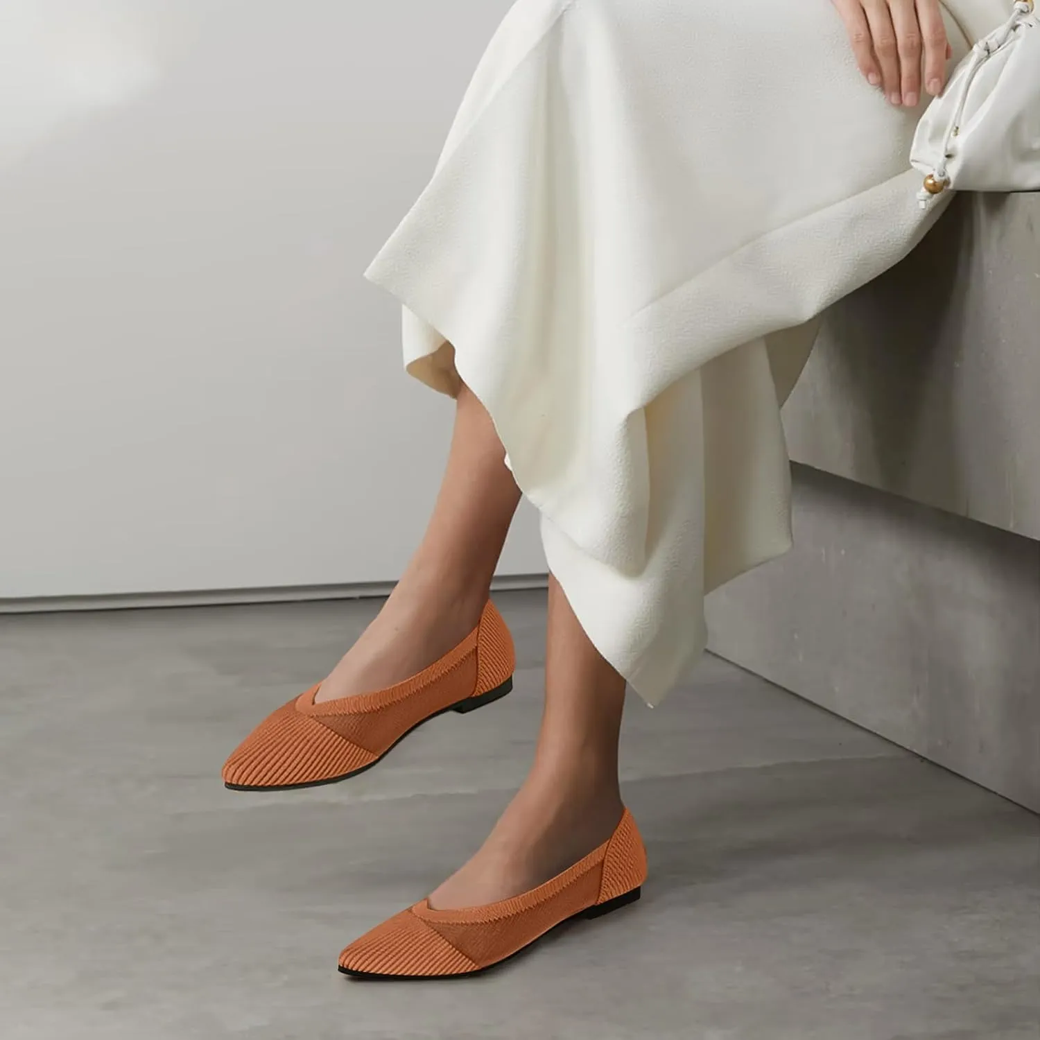 Women's Flats Shoes Pointed Toe Knit Ballet Comfortable Dressy Mesh Flat