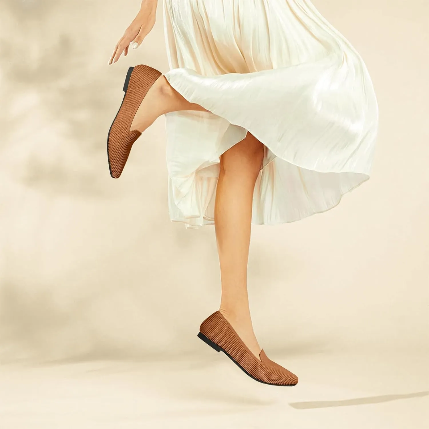 Women's Flats Shoes Pointed Toe Knit Washable Ballet Comfortable Dressy Work Flat