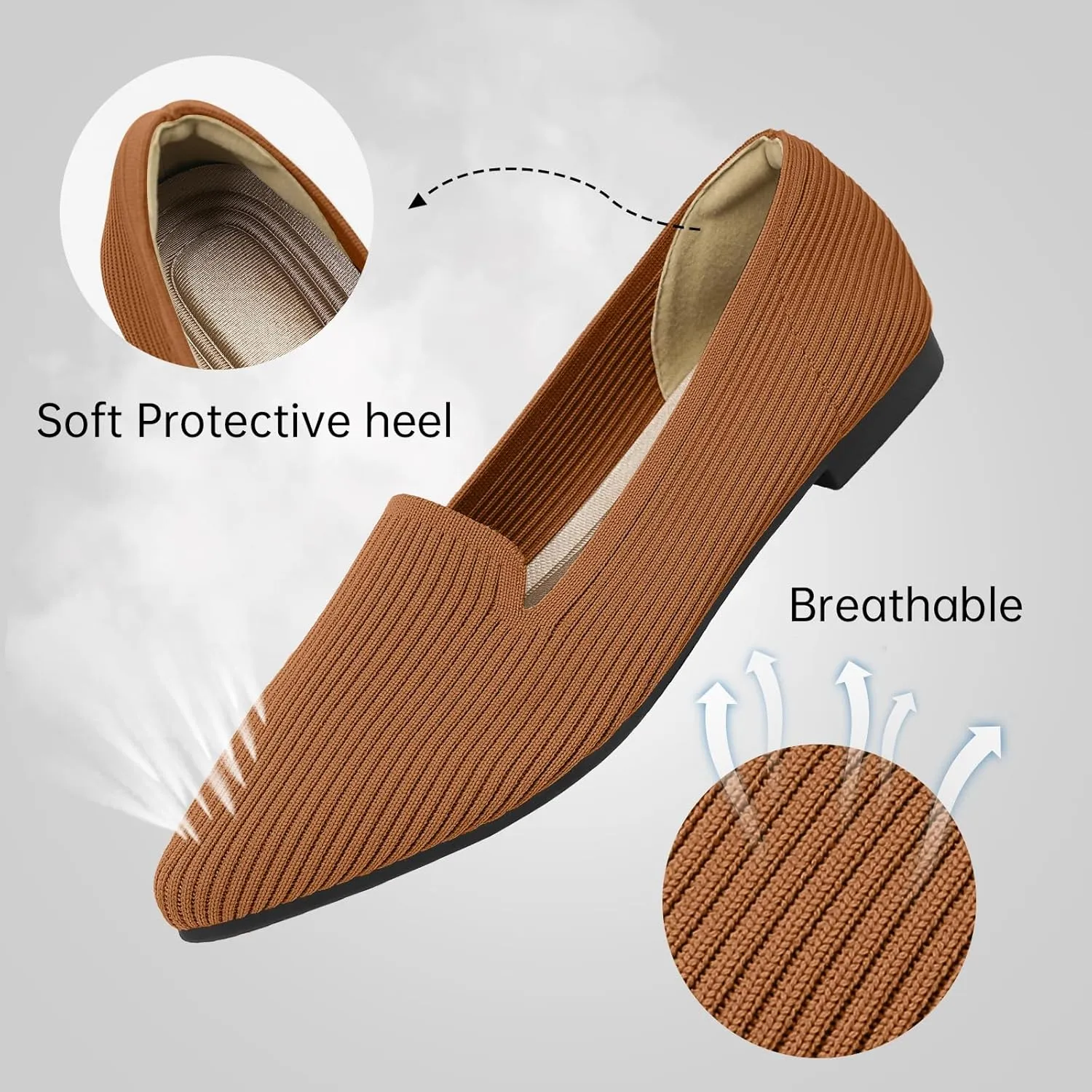 Women's Flats Shoes Pointed Toe Knit Washable Ballet Comfortable Dressy Work Flat