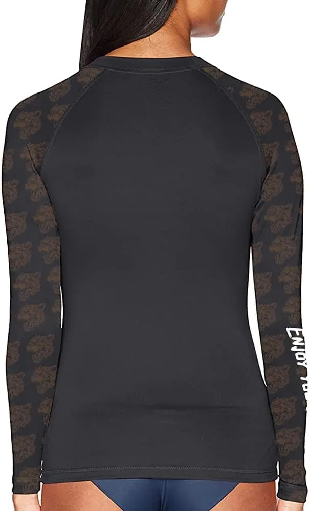 Women's Funny Cute Graphic Long Sleeve Rash Guard Sports Wicking T-Shirt for MMA BJJ Wrestling