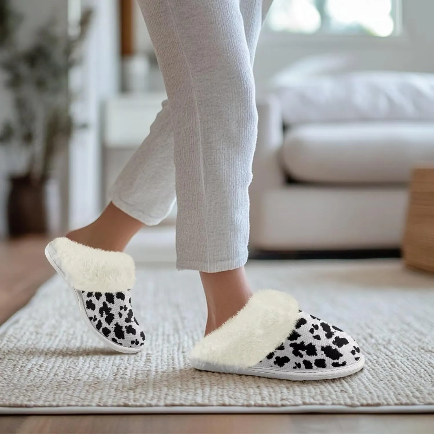 Women's Fuzzy Slippers Fluffy Winter Warm House Shoes Comfort Non Slip Soft Plush Slippers Indoor and Outdoor US 5-10