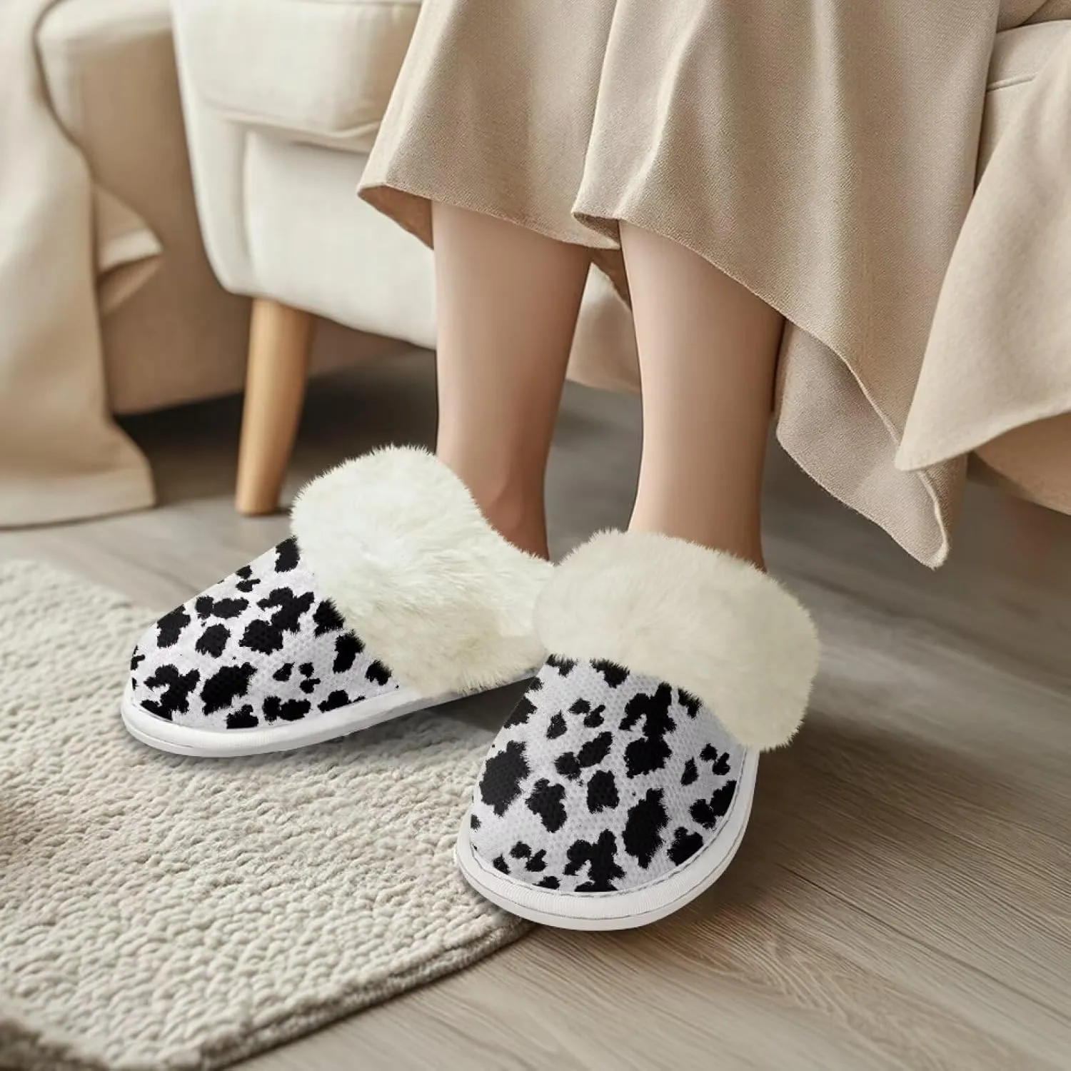 Women's Fuzzy Slippers Fluffy Winter Warm House Shoes Comfort Non Slip Soft Plush Slippers Indoor and Outdoor US 5-10