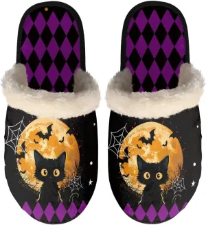 Womens Fuzzy Slippers Indoor Cozy Winter Holiday House Shoes