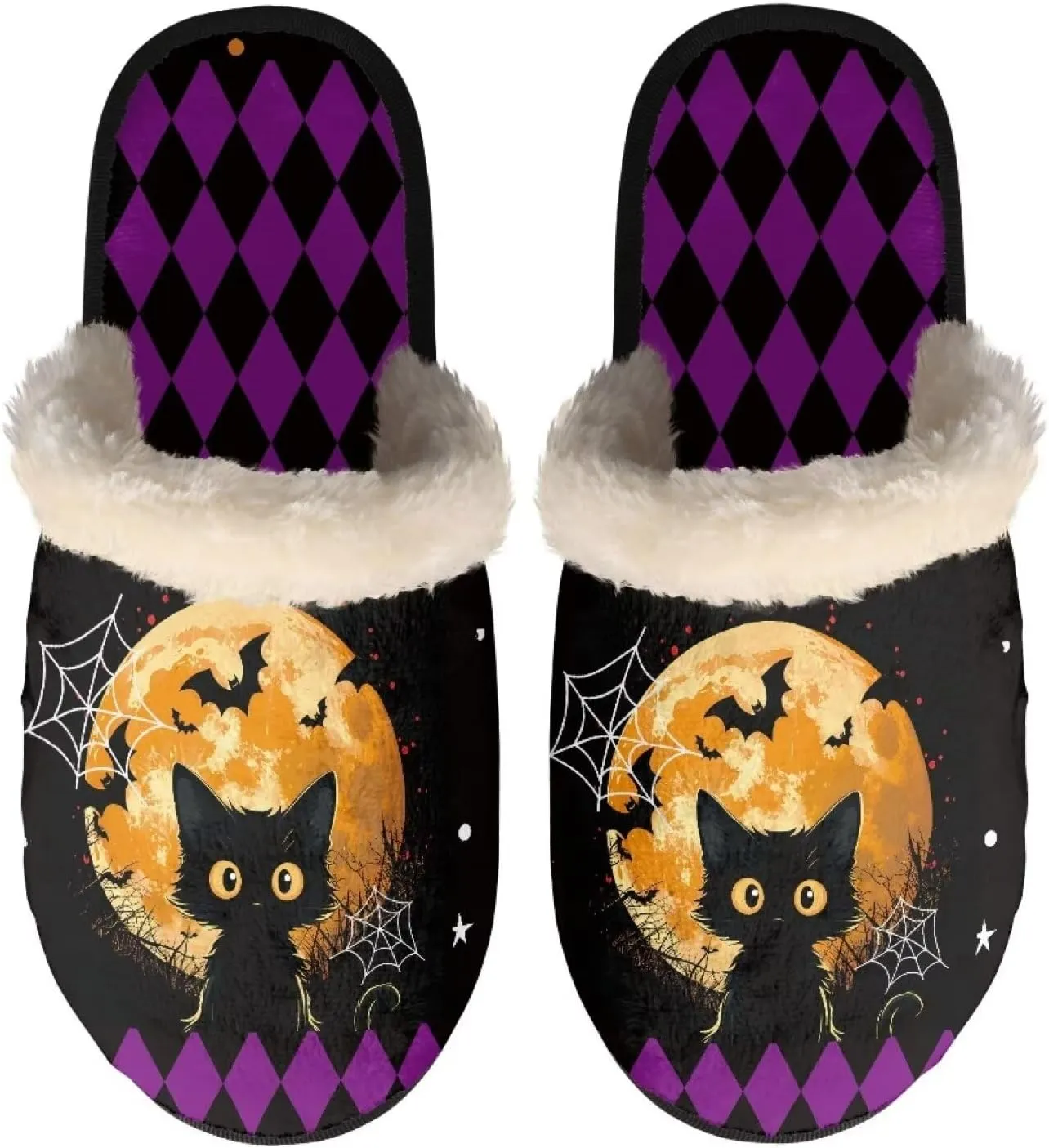 Womens Fuzzy Slippers Indoor Cozy Winter Holiday House Shoes