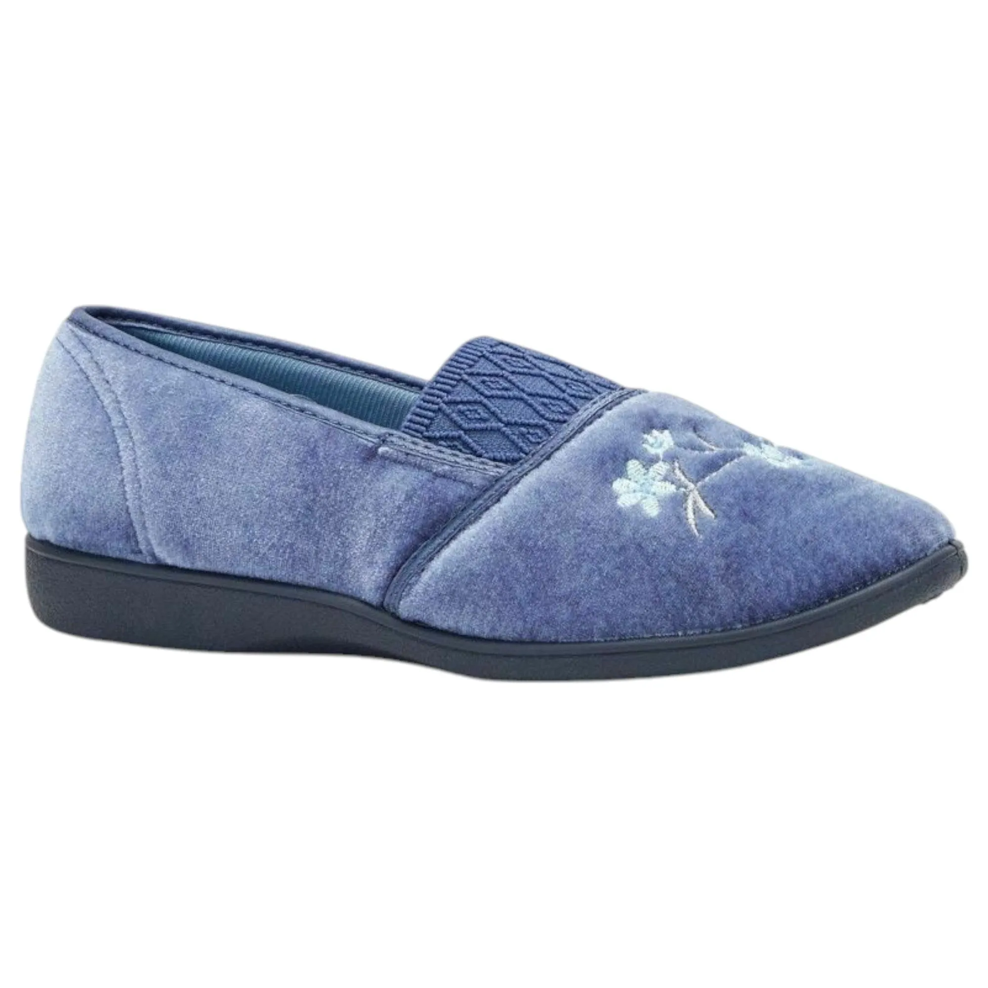 Womens Grosby Sasha Slippers Ladies Mid Blue Shoes Slip On Flats