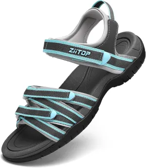 Womens Open Toe Hiking Sandal Women Slip On Sport Walking Sandal Straps with Arch Support Beach Vacation Casual Camping