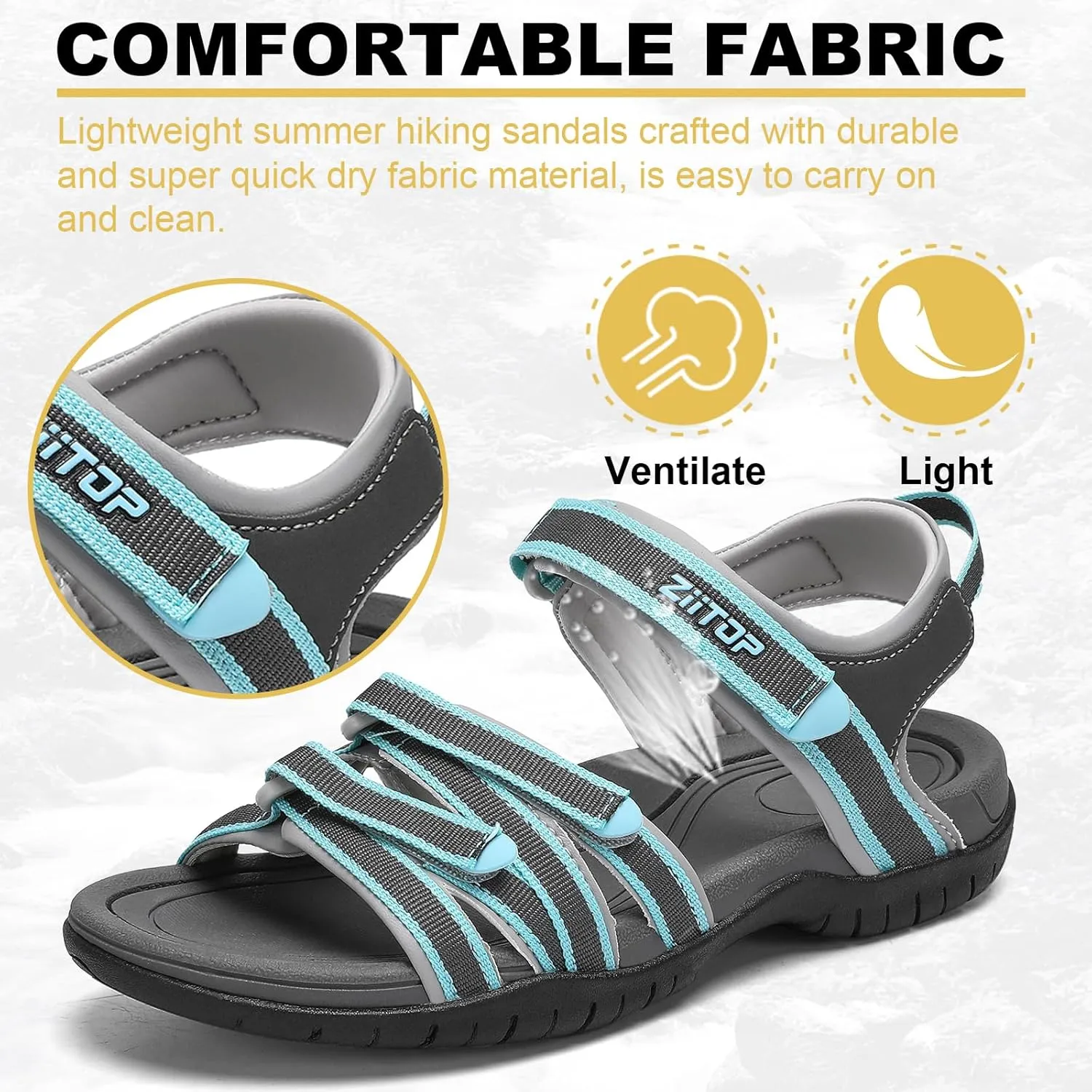Womens Open Toe Hiking Sandal Women Slip On Sport Walking Sandal Straps with Arch Support Beach Vacation Casual Camping