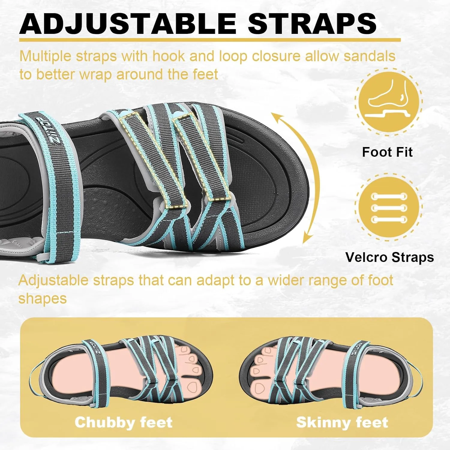 Womens Open Toe Hiking Sandal Women Slip On Sport Walking Sandal Straps with Arch Support Beach Vacation Casual Camping