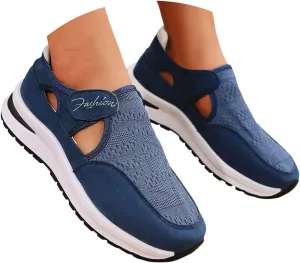 Women's Orthopedic Shoes, Casual Breathable Mesh Flat Sneakers, Low Cut Slip On Casual Summer Fashion Platform Walking Shoes