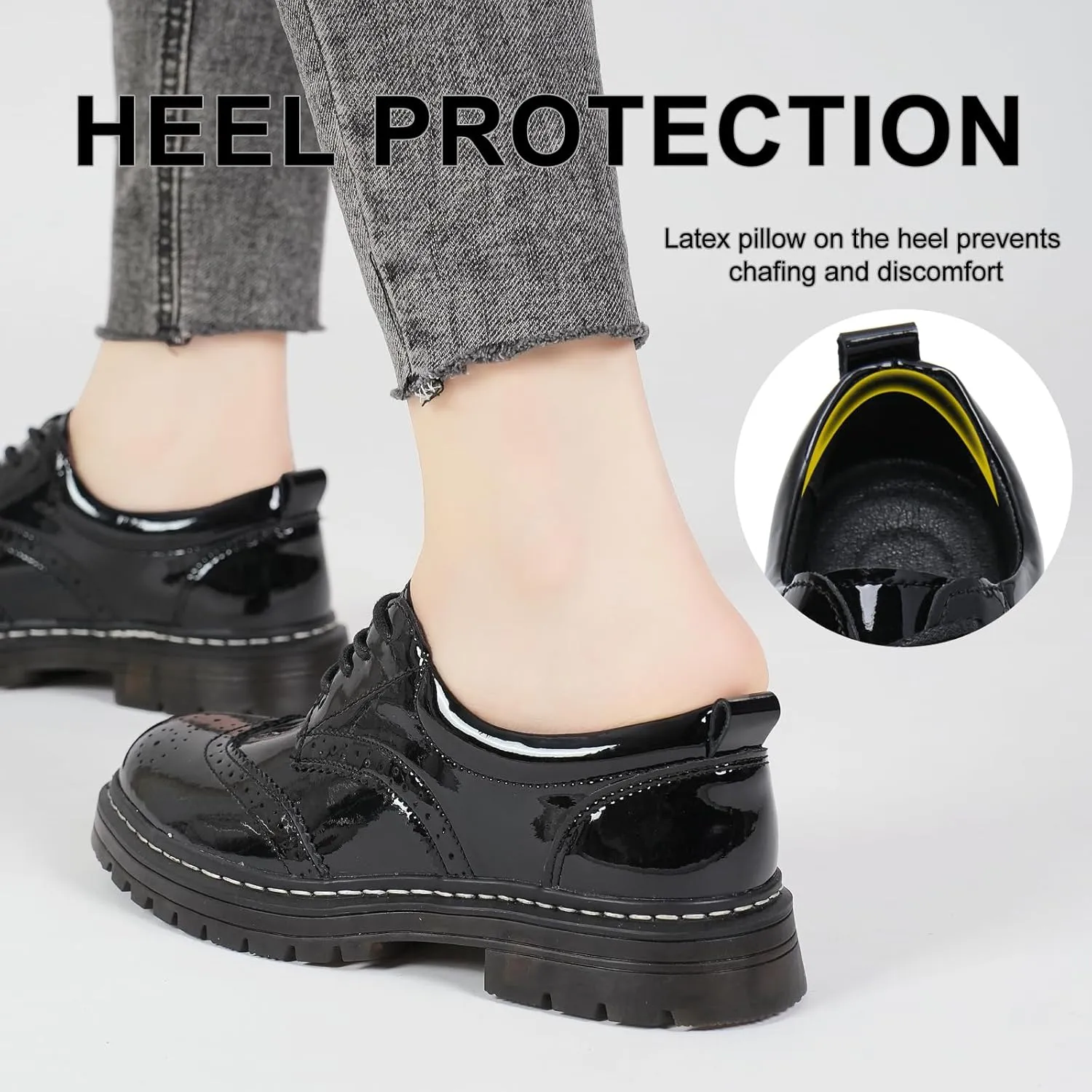 Womens Oxford Shoes Comfort Lace Up Slip Resistant Patent Leather Dress Shoes