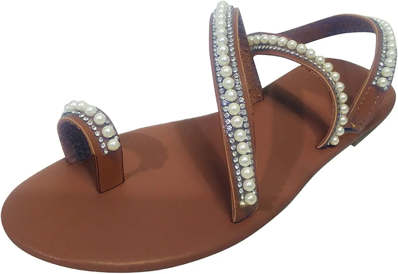 Womens Sandals, Women's Sandals Lace Floral, Bohemian White Sandals Flat Clip Toe Roman Sandals Outdoor Beach Comfortable Wedding Shoes