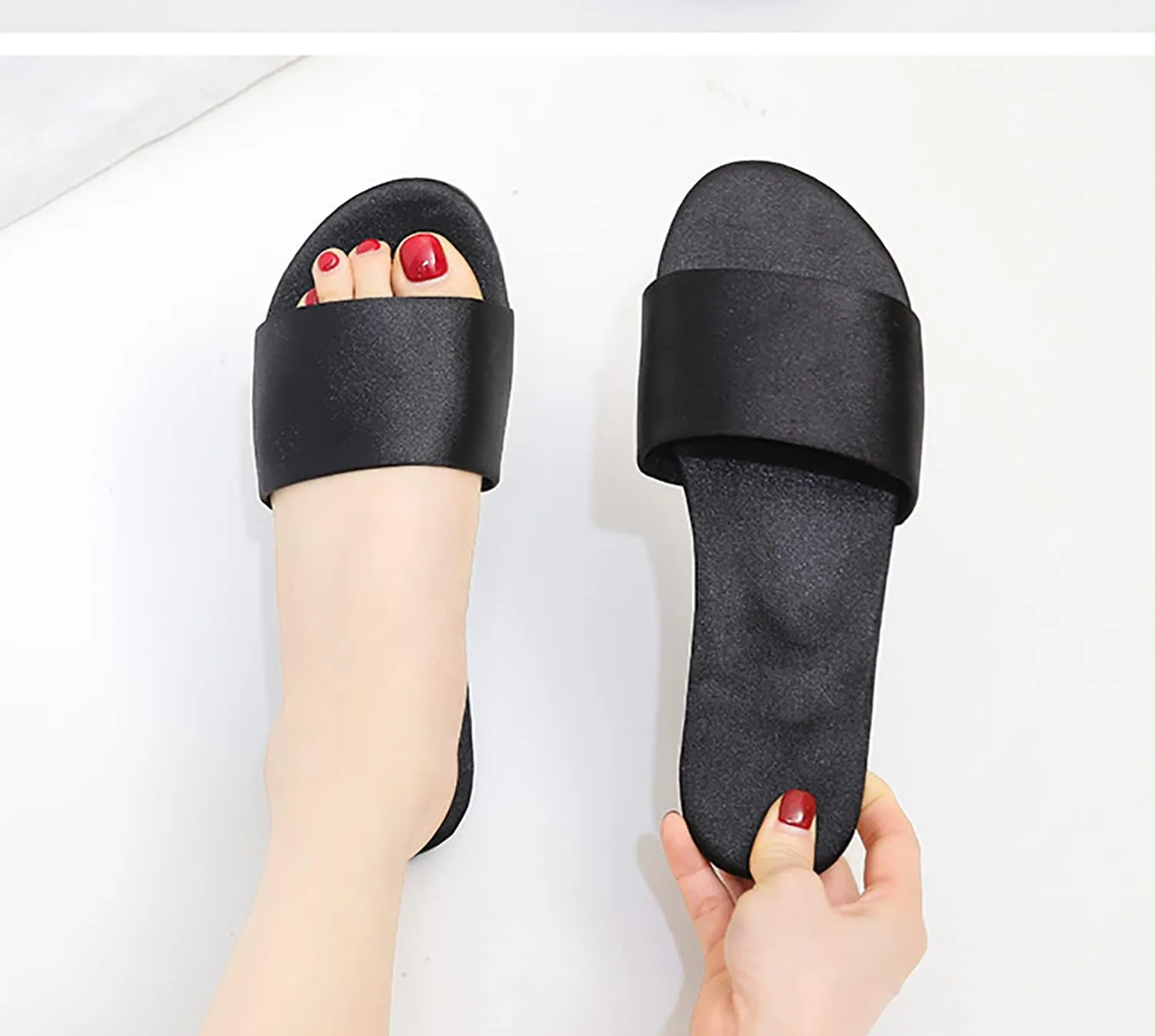 Women's satin slippers summer indoor breathable flat bottom comfortable sandals slippers
