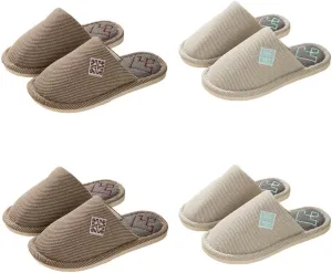 Womens Slipper Home Slippers Men,4 Pairs House Slippers, Non Slip House Shoes Slippers for Guest Washable Guest Slippers Bedroom Slippers Indoor Slippers Travel Slippers