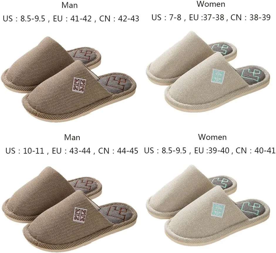 Womens Slipper Home Slippers Men,4 Pairs House Slippers, Non Slip House Shoes Slippers for Guest Washable Guest Slippers Bedroom Slippers Indoor Slippers Travel Slippers