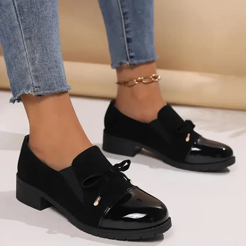 Women's Thick-Soled Bow Loafers – Casual, Breathable, and Stylish