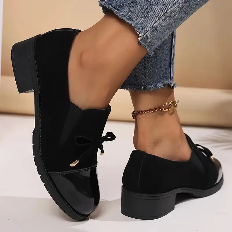 Women's Thick-Soled Bow Loafers – Casual, Breathable, and Stylish