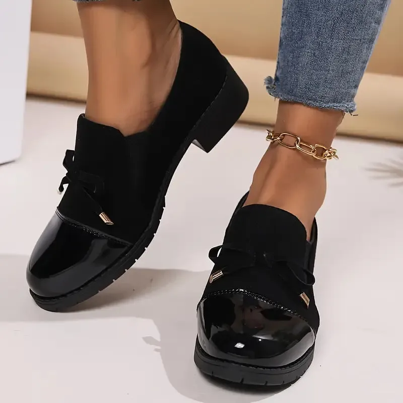 Women's Thick-Soled Bow Loafers – Casual, Breathable, and Stylish