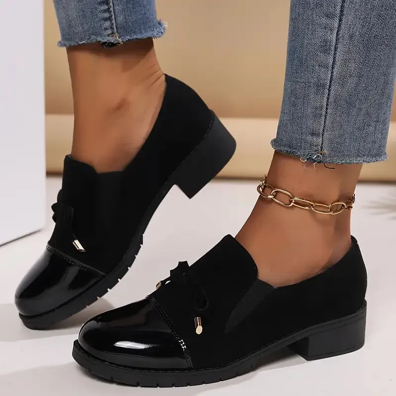 Women's Thick-Soled Bow Loafers – Casual, Breathable, and Stylish