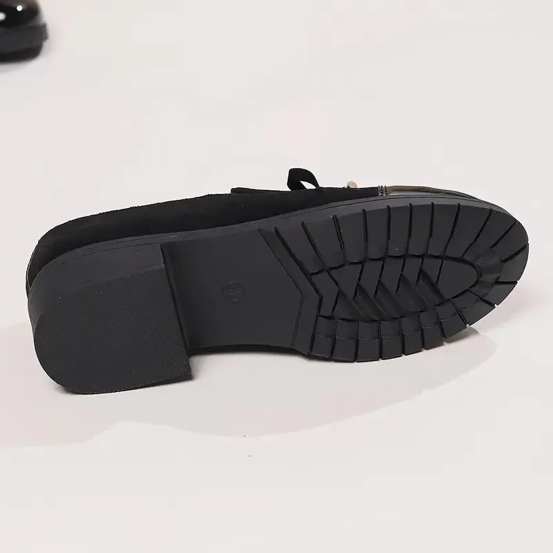 Women's Thick-Soled Bow Loafers – Casual, Breathable, and Stylish