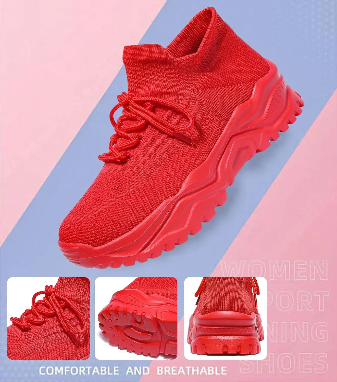 Women's Walking Shoes Slip-On Running Shoes- MD Sole Lightweight Sneakers for Women, Breathable Arch Support Running Gym Shoes
