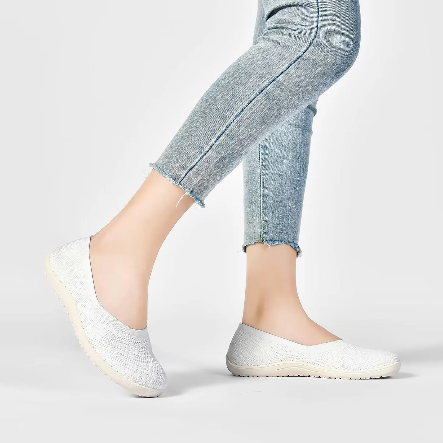 Women's Wide Toe Box Flats Shoes Knit Ballet Flat Slip-on Dress Walking Comfort Shoes