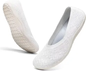 Women's Wide Toe Box Flats Shoes Knit Ballet Flat Slip-on Dress Walking Comfort Shoes