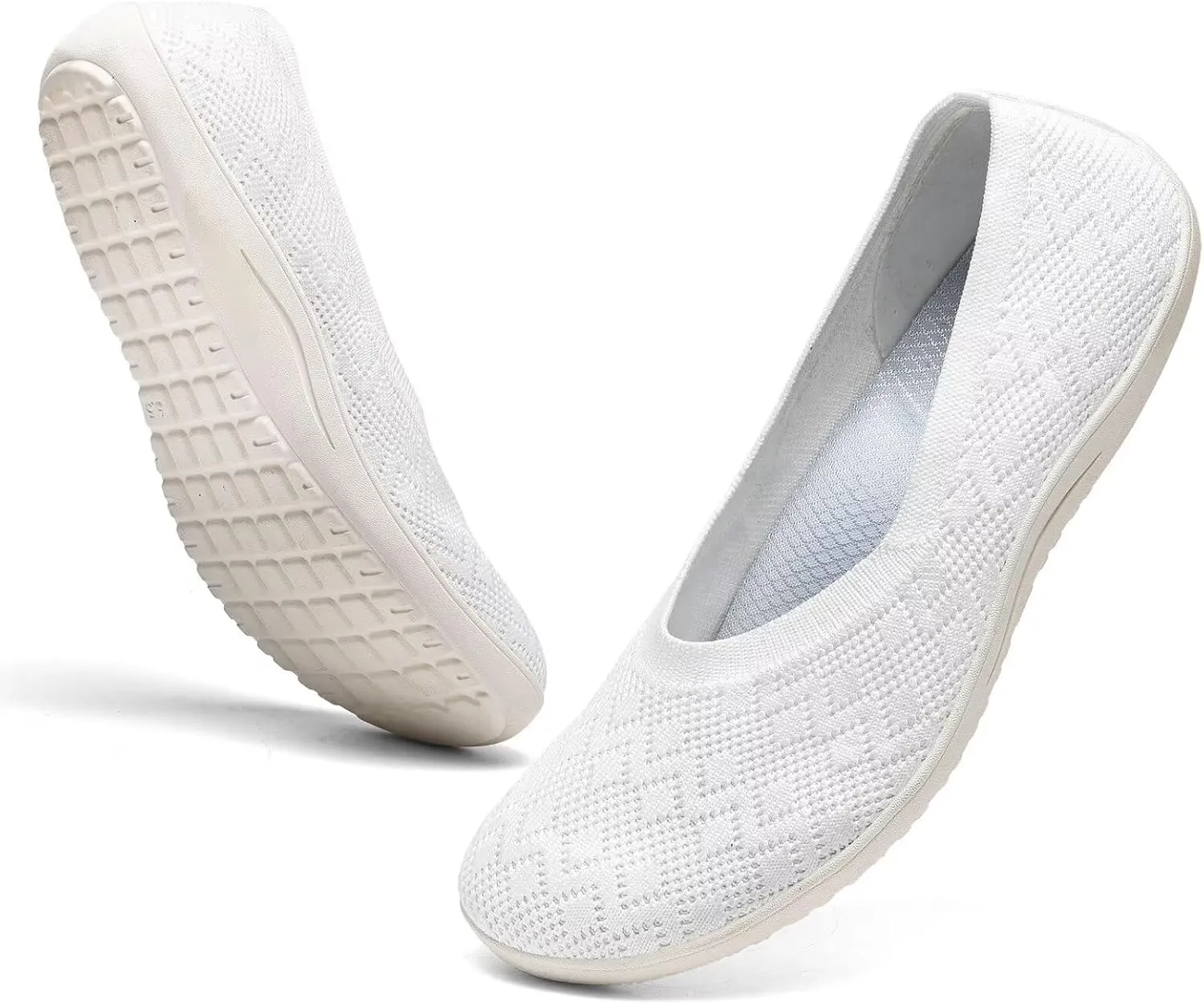 Women's Wide Toe Box Flats Shoes Knit Ballet Flat Slip-on Dress Walking Comfort Shoes