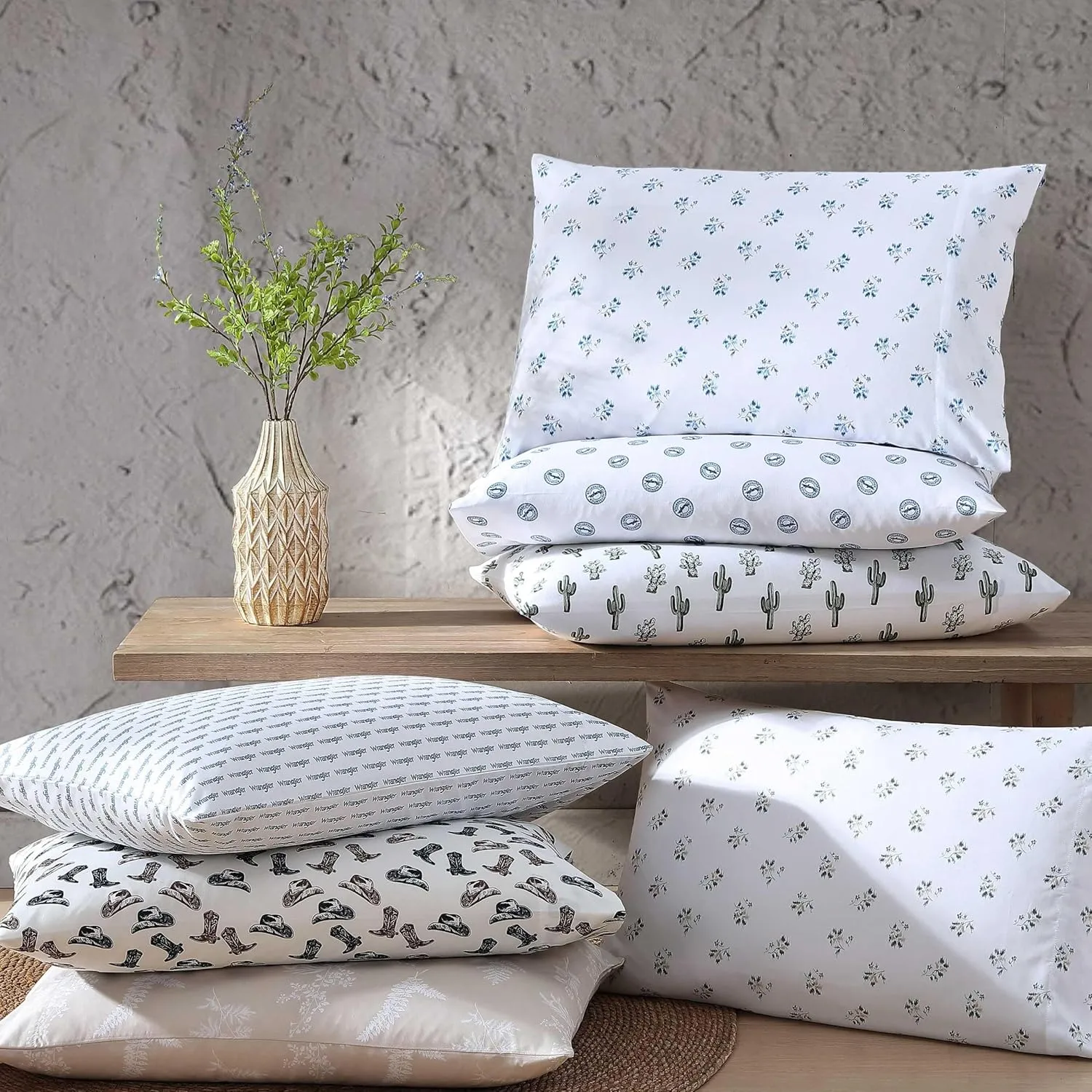 Wrangler - Twin Bed Sheets, Breathable & Wrinkle Resistant Bedding, Includes Matching Sham & Pillowcase, Dorm Essentials (Cacti Green)