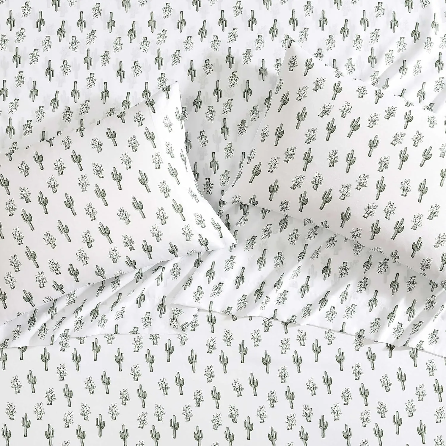 Wrangler - Twin Bed Sheets, Breathable & Wrinkle Resistant Bedding, Includes Matching Sham & Pillowcase, Dorm Essentials (Cacti Green)
