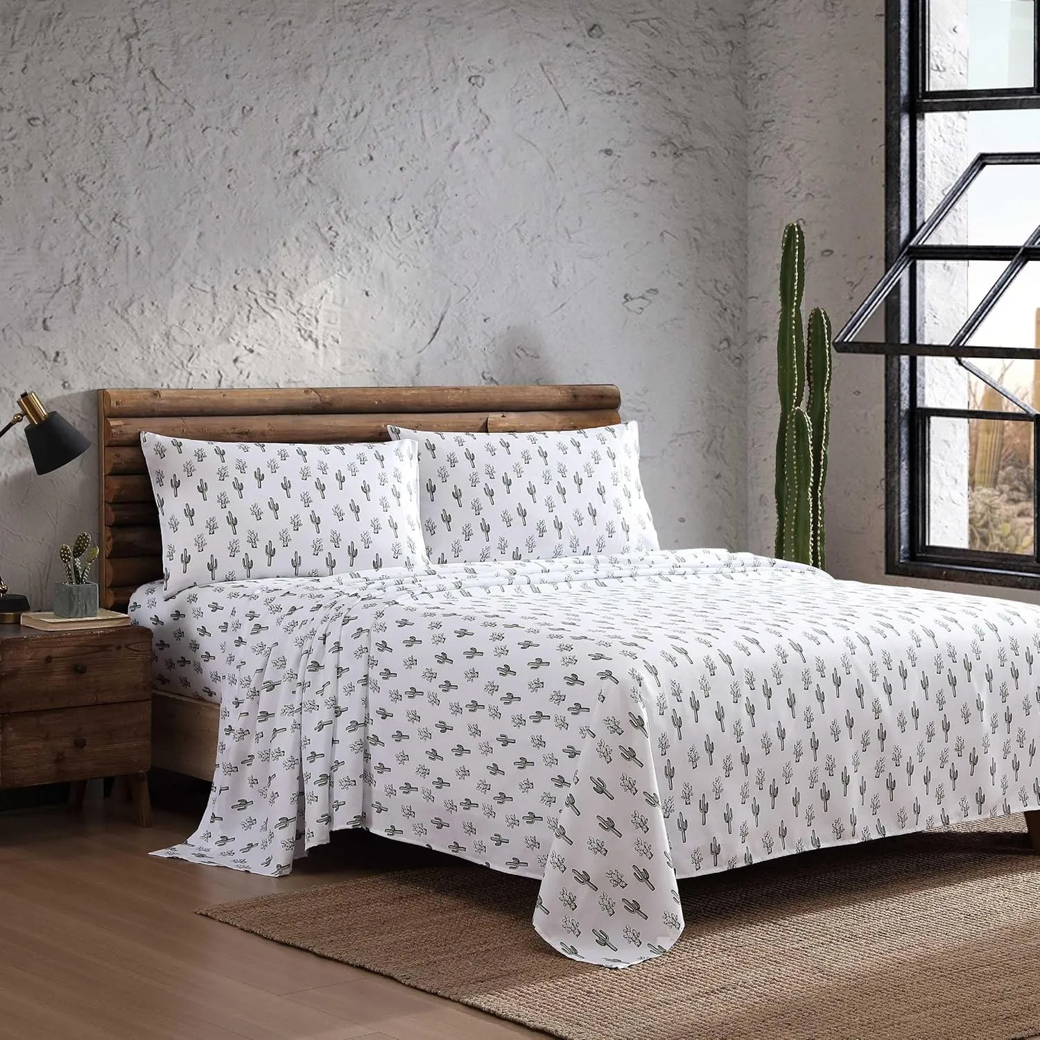 Wrangler - Twin Bed Sheets, Breathable & Wrinkle Resistant Bedding, Includes Matching Sham & Pillowcase, Dorm Essentials (Cacti Green)