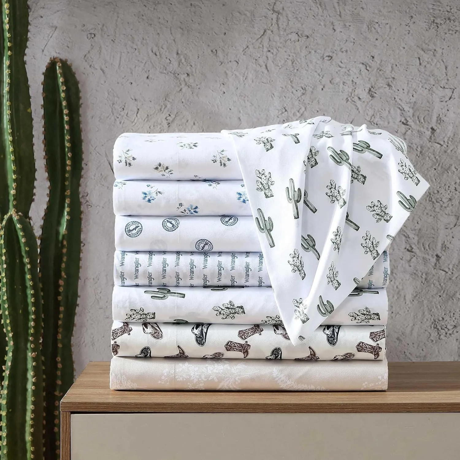 Wrangler - Twin Bed Sheets, Breathable & Wrinkle Resistant Bedding, Includes Matching Sham & Pillowcase, Dorm Essentials (Cacti Green)