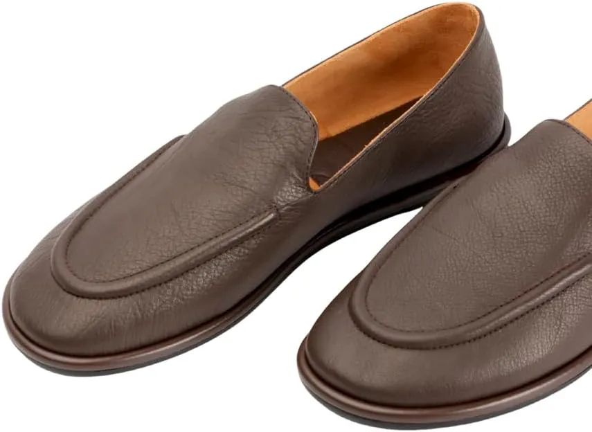 XOBZJH Leather Penny Loafers for Womens Dress Shoes 2024 with Casual Slip on Walk Moccasin Round Toe Designer Flat Comfortable Office Shoes