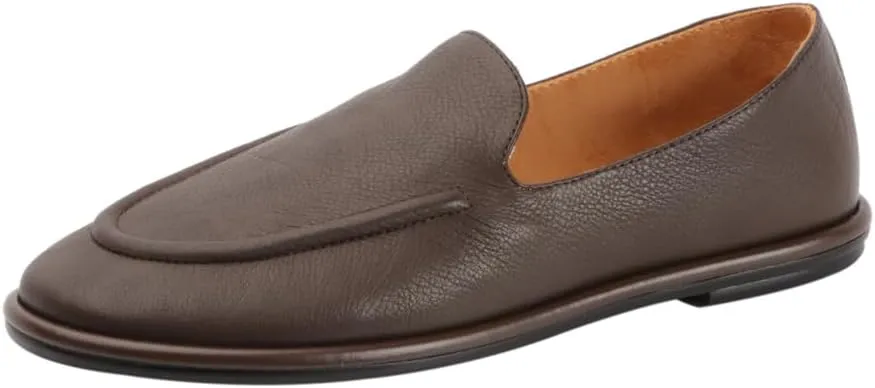 XOBZJH Leather Penny Loafers for Womens Dress Shoes 2024 with Casual Slip on Walk Moccasin Round Toe Designer Flat Comfortable Office Shoes