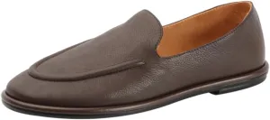 XOBZJH Leather Penny Loafers for Womens Dress Shoes 2024 with Casual Slip on Walk Moccasin Round Toe Designer Flat Comfortable Office Shoes