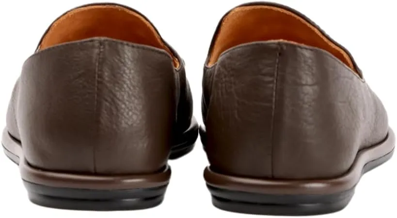 XOBZJH Leather Penny Loafers for Womens Dress Shoes 2024 with Casual Slip on Walk Moccasin Round Toe Designer Flat Comfortable Office Shoes