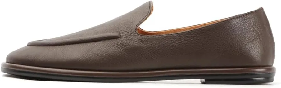 XOBZJH Leather Penny Loafers for Womens Dress Shoes 2024 with Casual Slip on Walk Moccasin Round Toe Designer Flat Comfortable Office Shoes