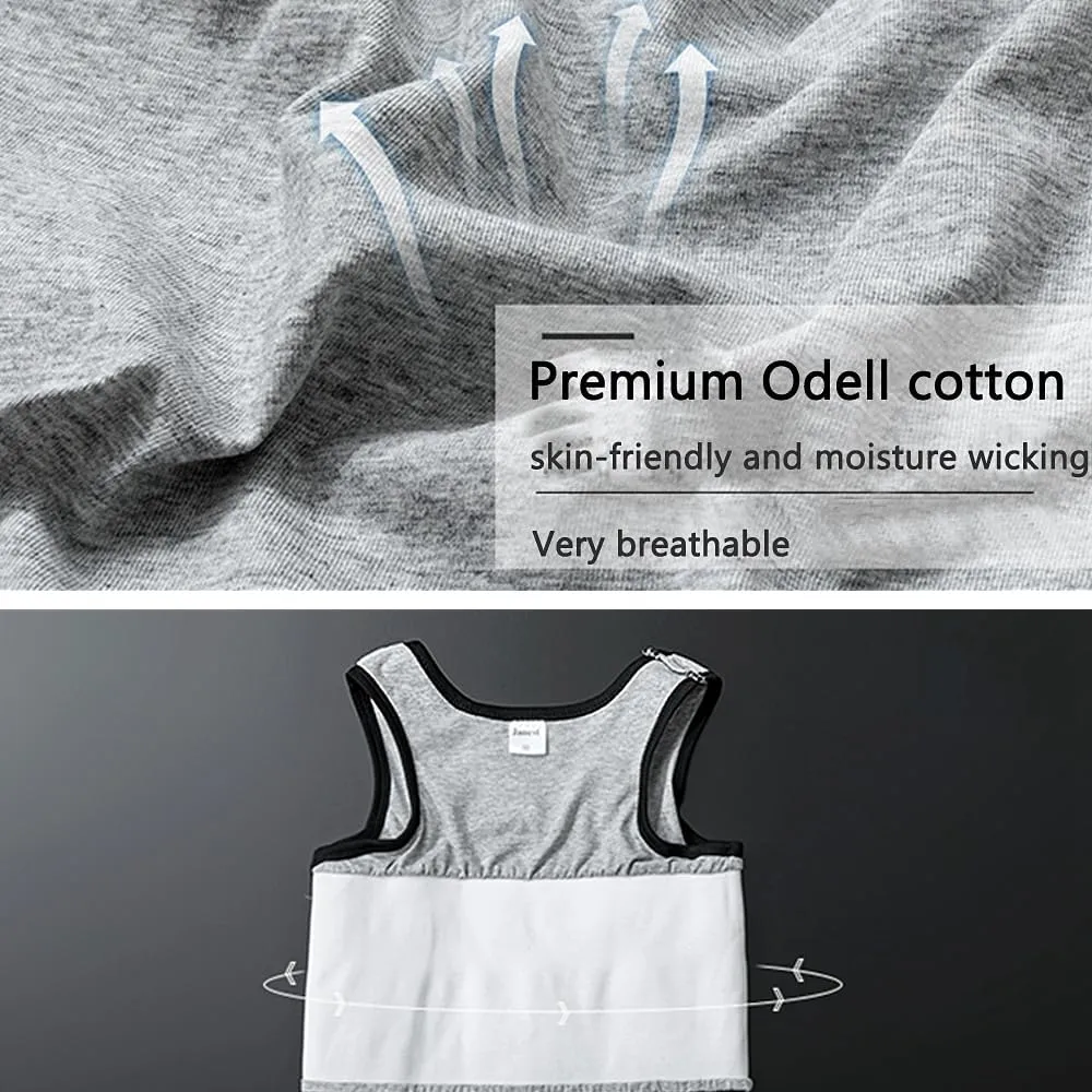 XUJI Transgender FTM Breathable Cotton Elastic Band Colors Chest Binder Tank Top (M-6XL)