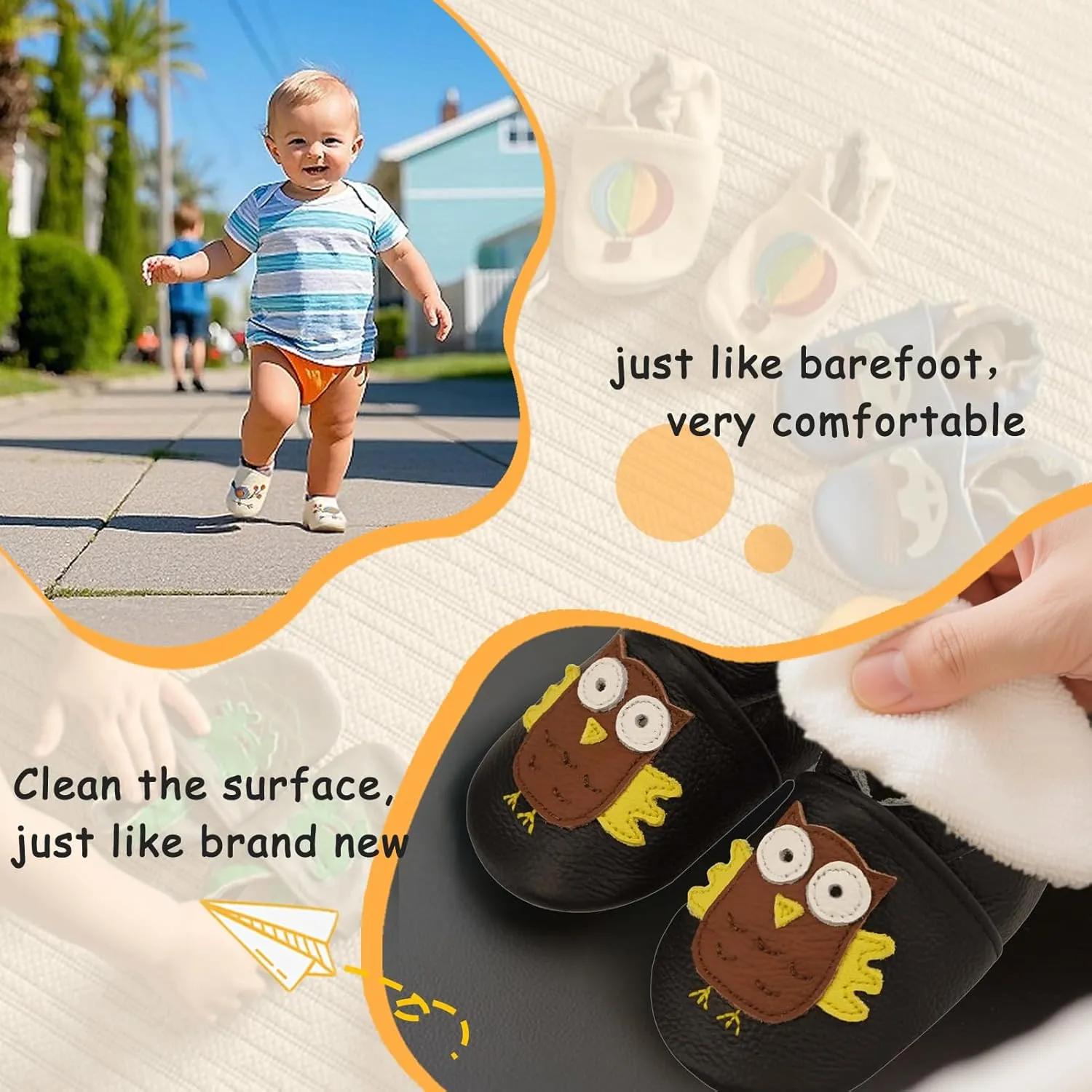 YALION Baby Soft Leather Shoes Suede Sole Infant Toddler First Walking Sports Crib Moccasins