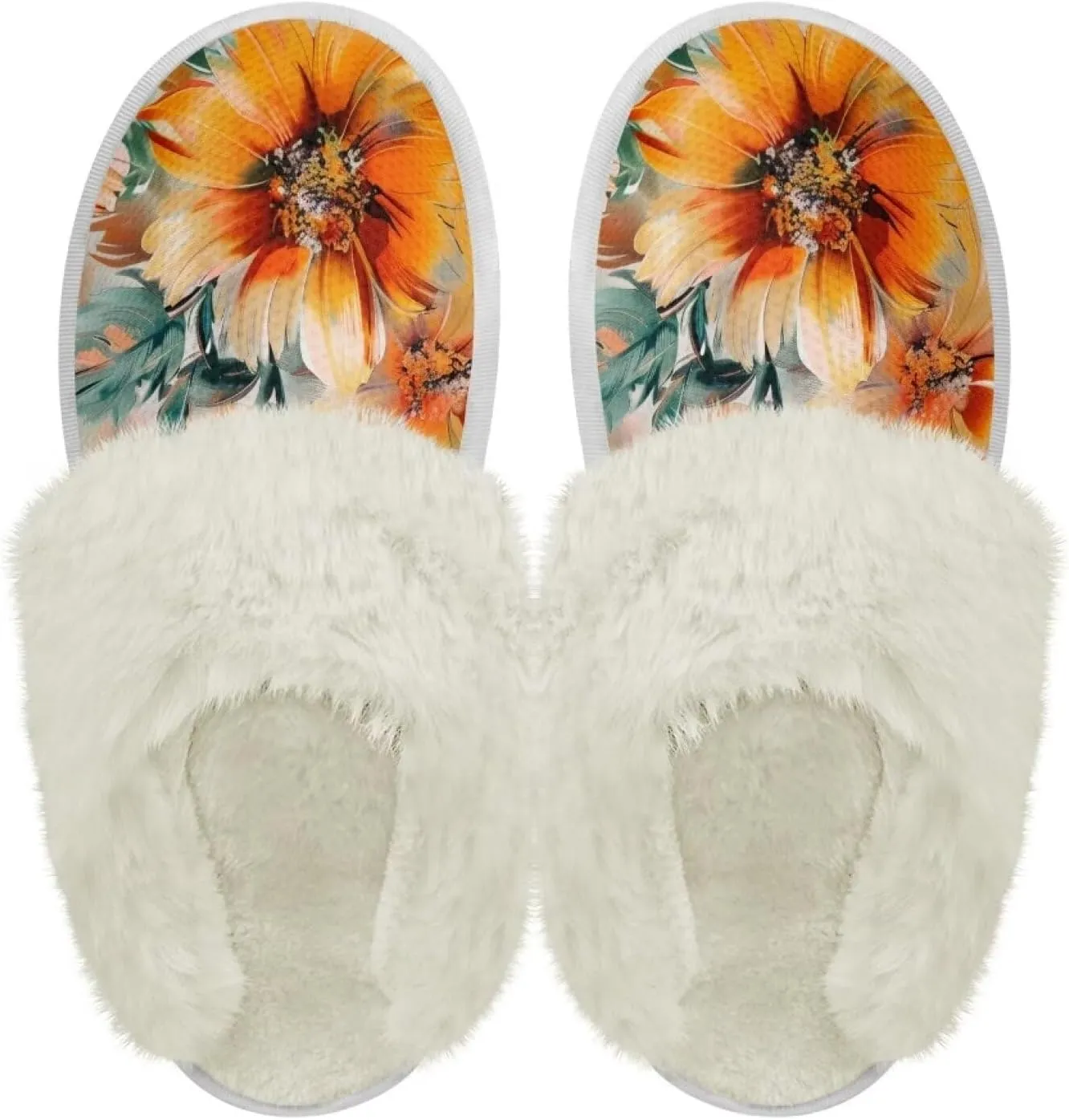 YEXIATODO Fuzzy Slippers Women Men Indoor and Outdoor House Shoes Memory Foam Slippers with Fur Edges