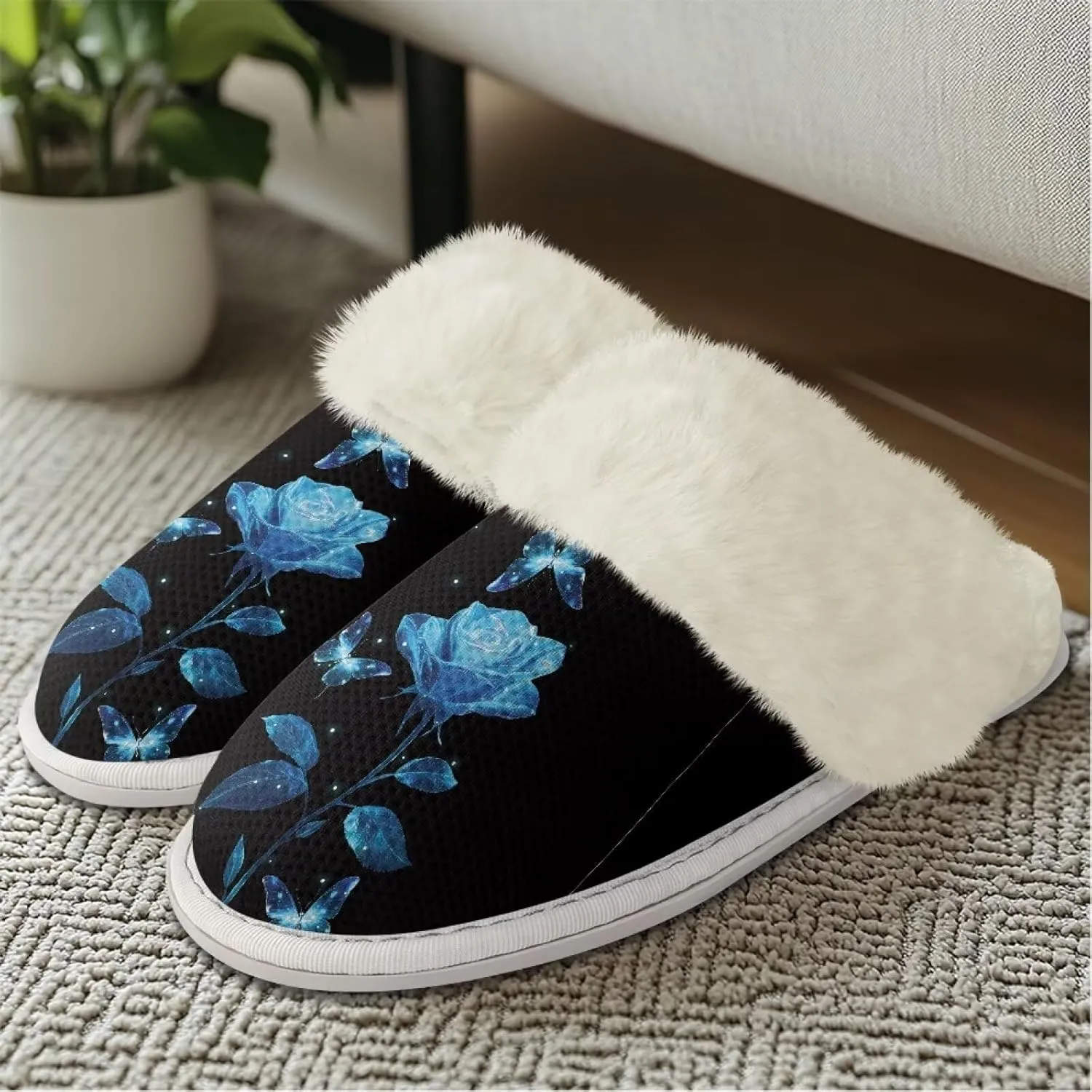YEXIATODO Plush House Shoes Women Slippers Indoor Slipper for Winter Fuzzy Slippers for Men Unisex