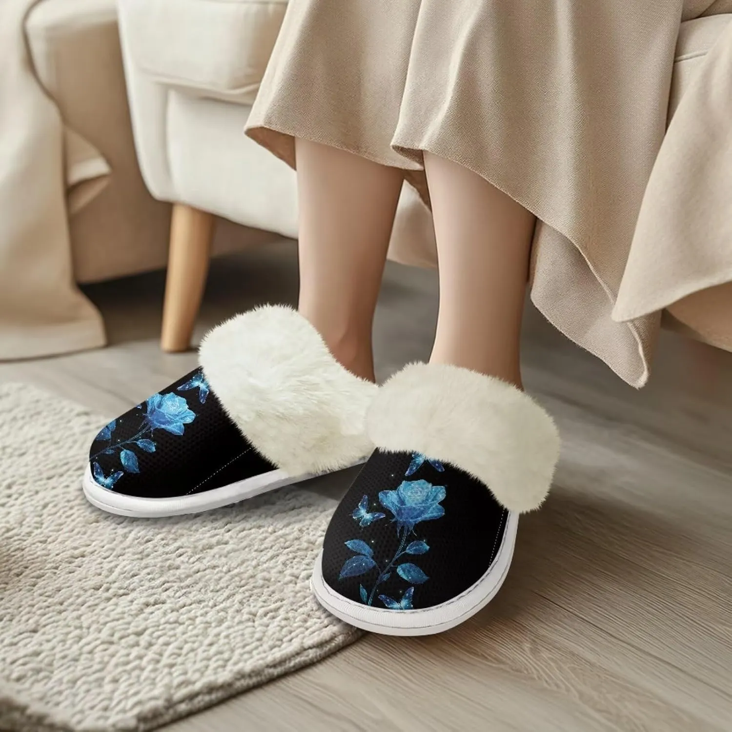 YEXIATODO Plush House Shoes Women Slippers Indoor Slipper for Winter Fuzzy Slippers for Men Unisex